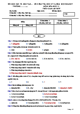 Đề kiểm tra học kỳ II môn Hóa học Lớp 11 - Năm học 2015-2016 - Trường THPT Nguyễn Hữu Huân